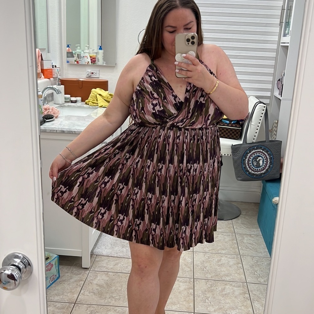 NEW bebe Camo Print Fit and Flare Dress
